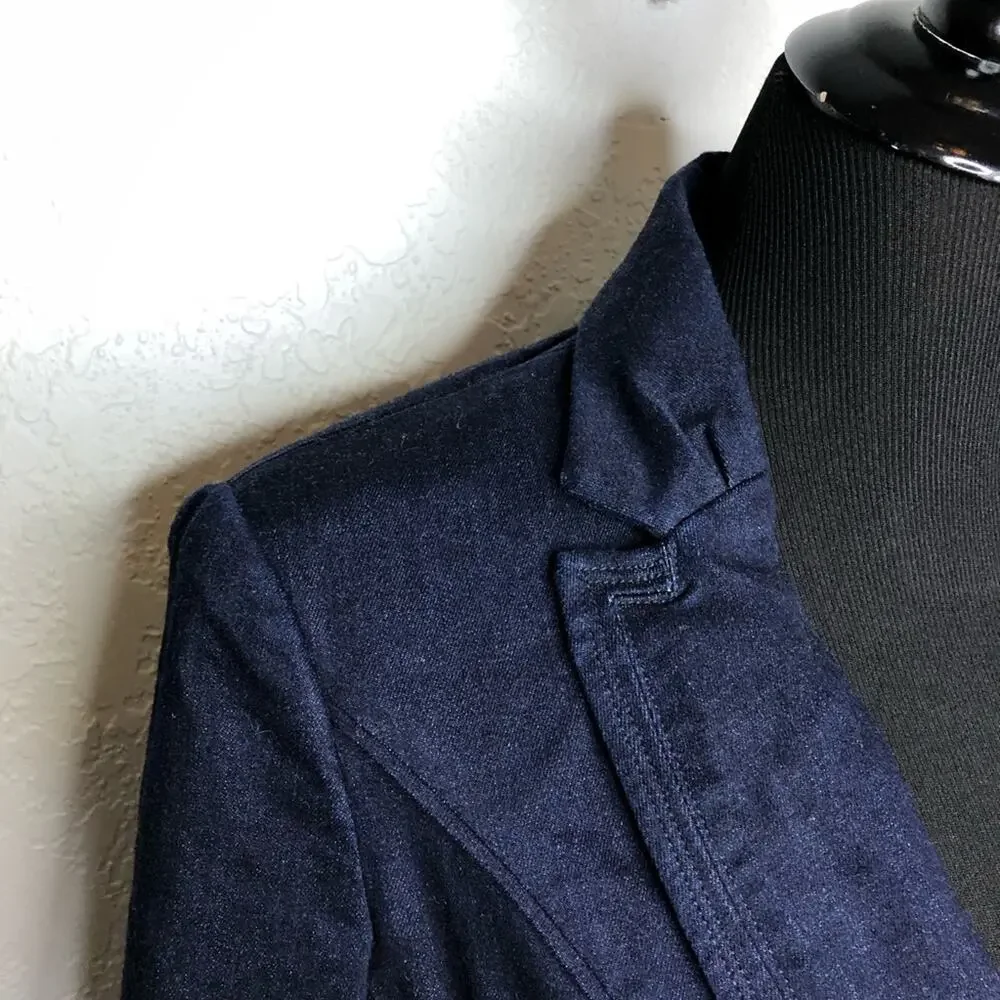 WHBM dark blue denim blazer jacket size 4